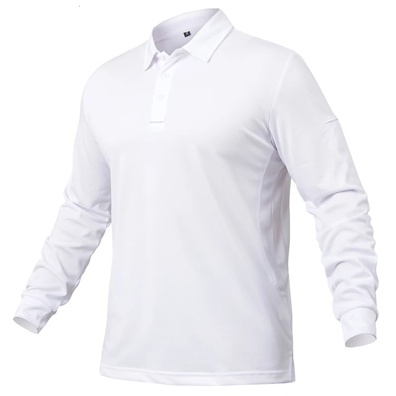 Mens Lightweight Long Sleeve Polo Shirt Performance Tactical Casual Outdoor Hiking Collared Shirts Pique Jersey Golf Shirt 250224