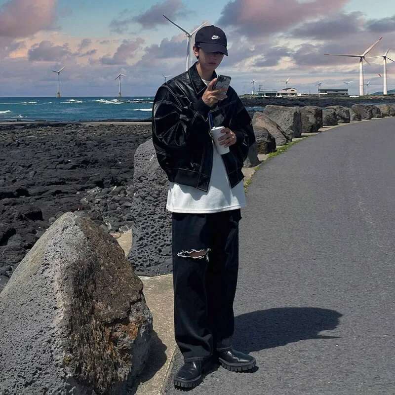 American Retro Cool Stylish Premium Jacket, Korean Version for Spring and Autumn Youth, Casual Leather Coat Top