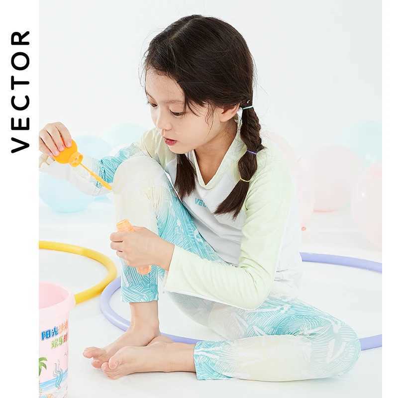 VECTOR 2023 Childrens Swimsuit Sunscreen Swimsuit Bikini Breathable Split Suit Summer Beach Long-sleeved Swimsuit Can Be Split X250224