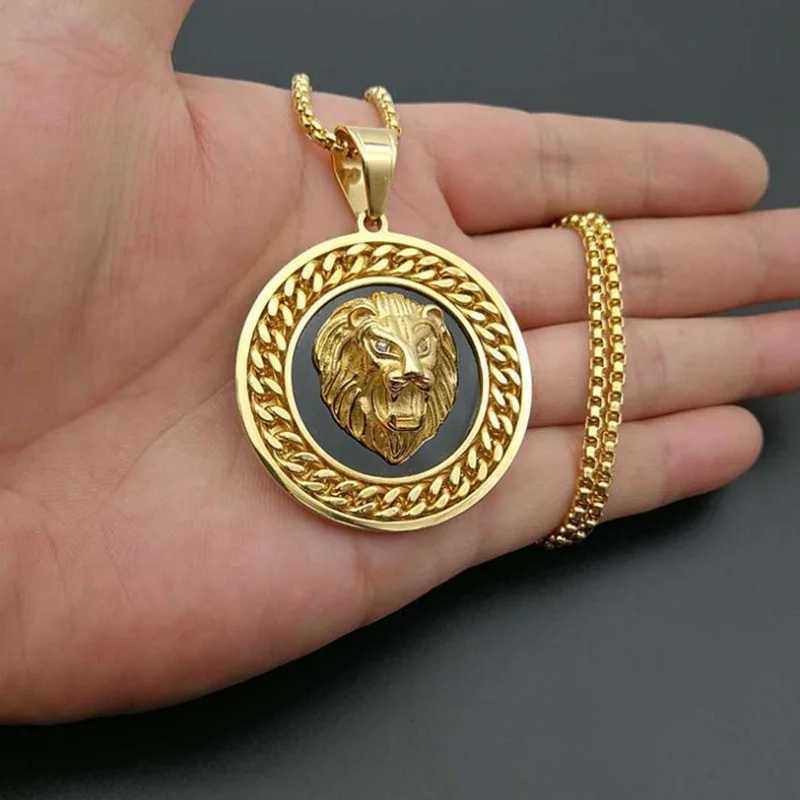 Personality Out Cubic Zirconia Lion Pendant Necklace for Men Hip Hop Rock Party Jewelry X250224