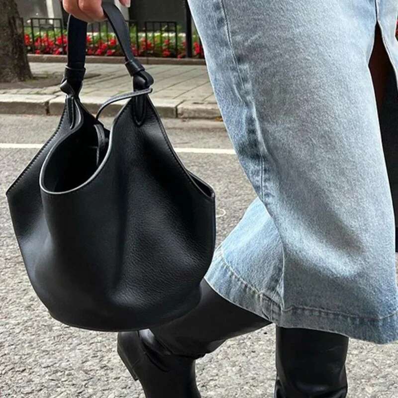 Lotus-Mini Suede Shoulder Bags For Women Elegant Chill Purses Large Capacity Basket Designer Handbag Inst Blogger Brand Hot