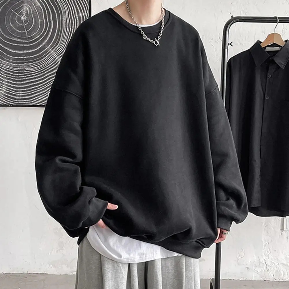 Men Fall Sweatshirt Pullover Cozy Unisex Thick Warm Stylish Mens Fallwinter Top for Couples Loose 250224