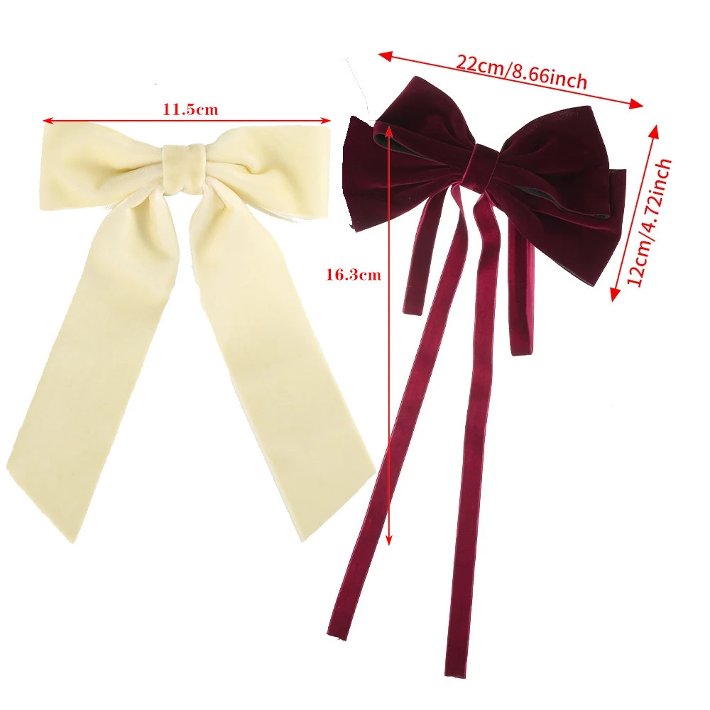 Bow Velvet Barrette Temperament tail Hairpin Hair Clip Girls Black Red Ribbon Fashion Accessories 250218