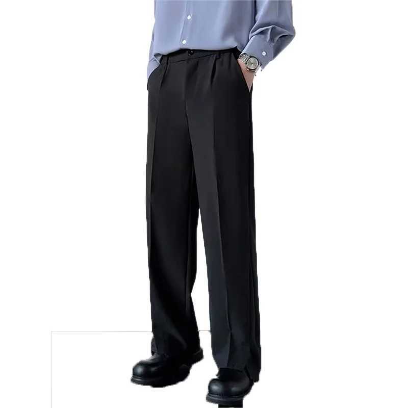 Straight Versatile Solid Color No Ironing Elastic Wrinkle Resistant Long Pants Mens Trousers Casual Pants Business A W250225