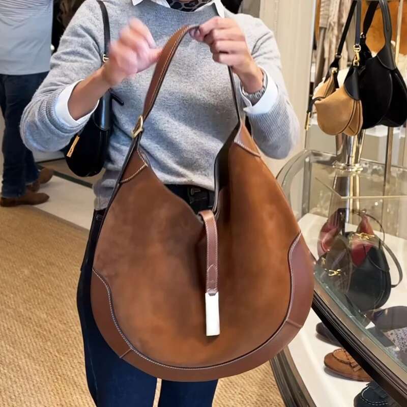 Vintage Faux Suede Tote Bags For Women Designer Handbags Purses 2024 New In PU Sequined Large Capacity Underarm Shoulder