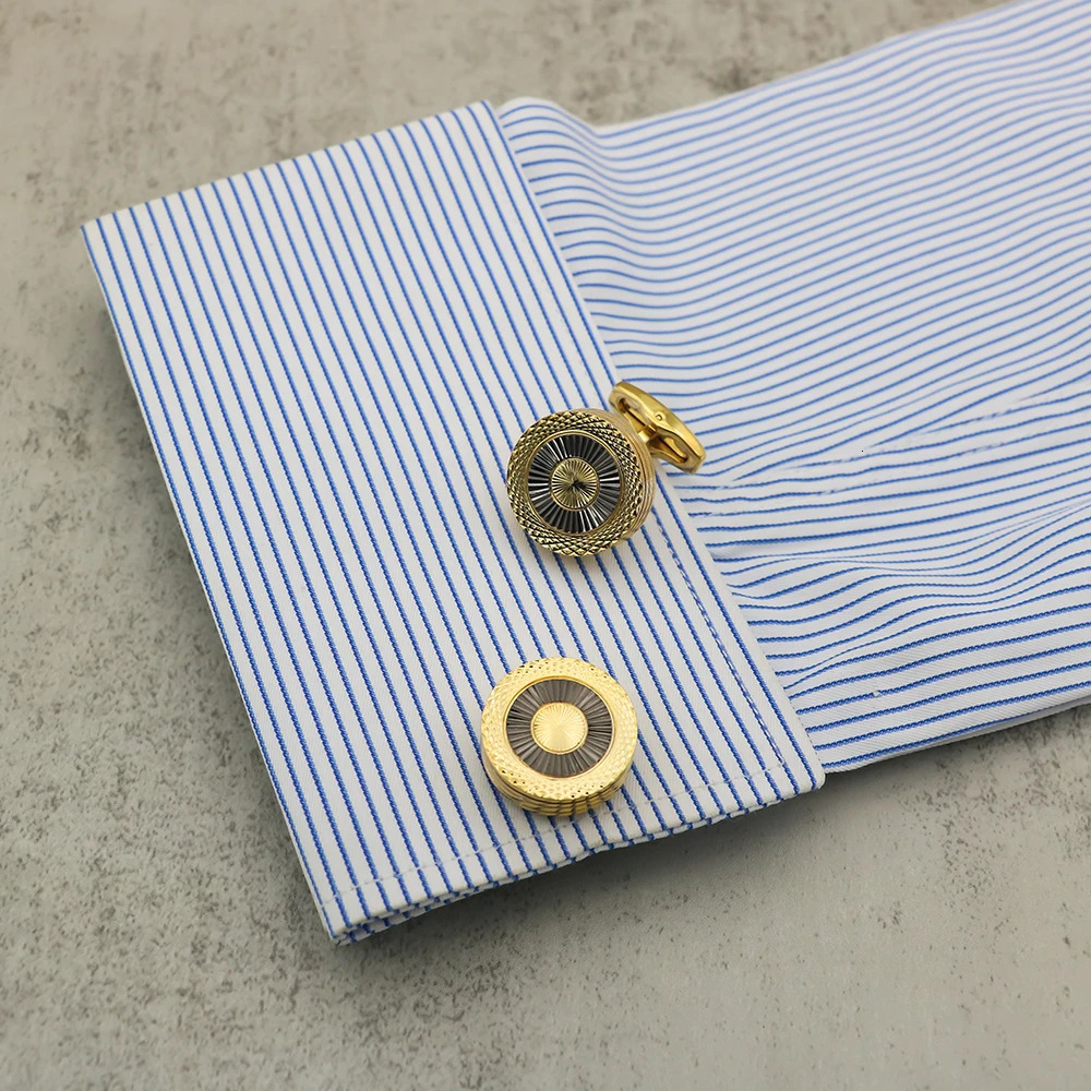 High Quality Brass Material French Shirt Cufflinks Light And Elegant Double-Layer Electroplated Contrasting Color 250220
