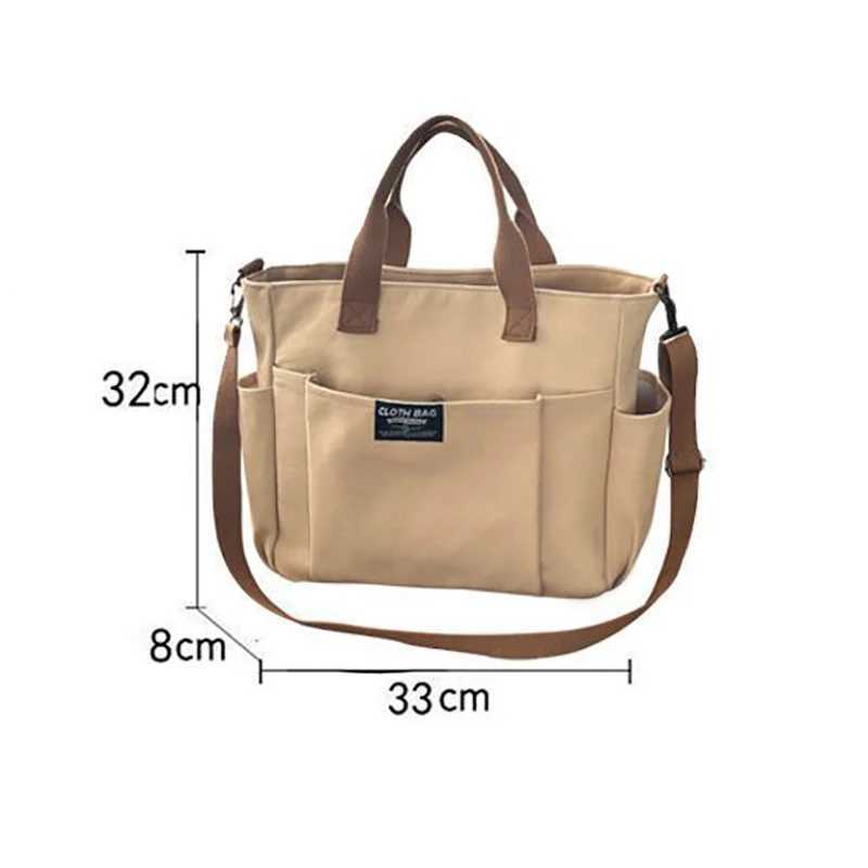 1PC Portable Tote Bag Female Student Large Capacity Commuting Horizontal Canvas Single Shoulder Diagonal Cross Bag Z250224
