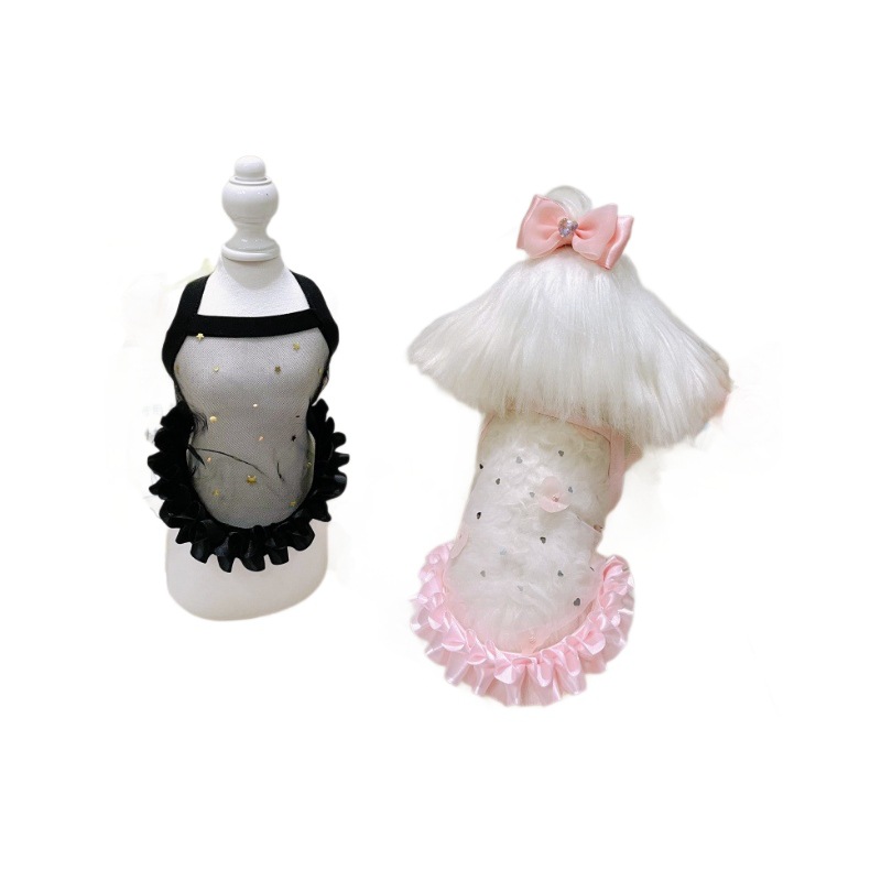 Tiny Dog Clothes Summer Transparent Mesh Cool Dog Skirt Princess Vest for Pets