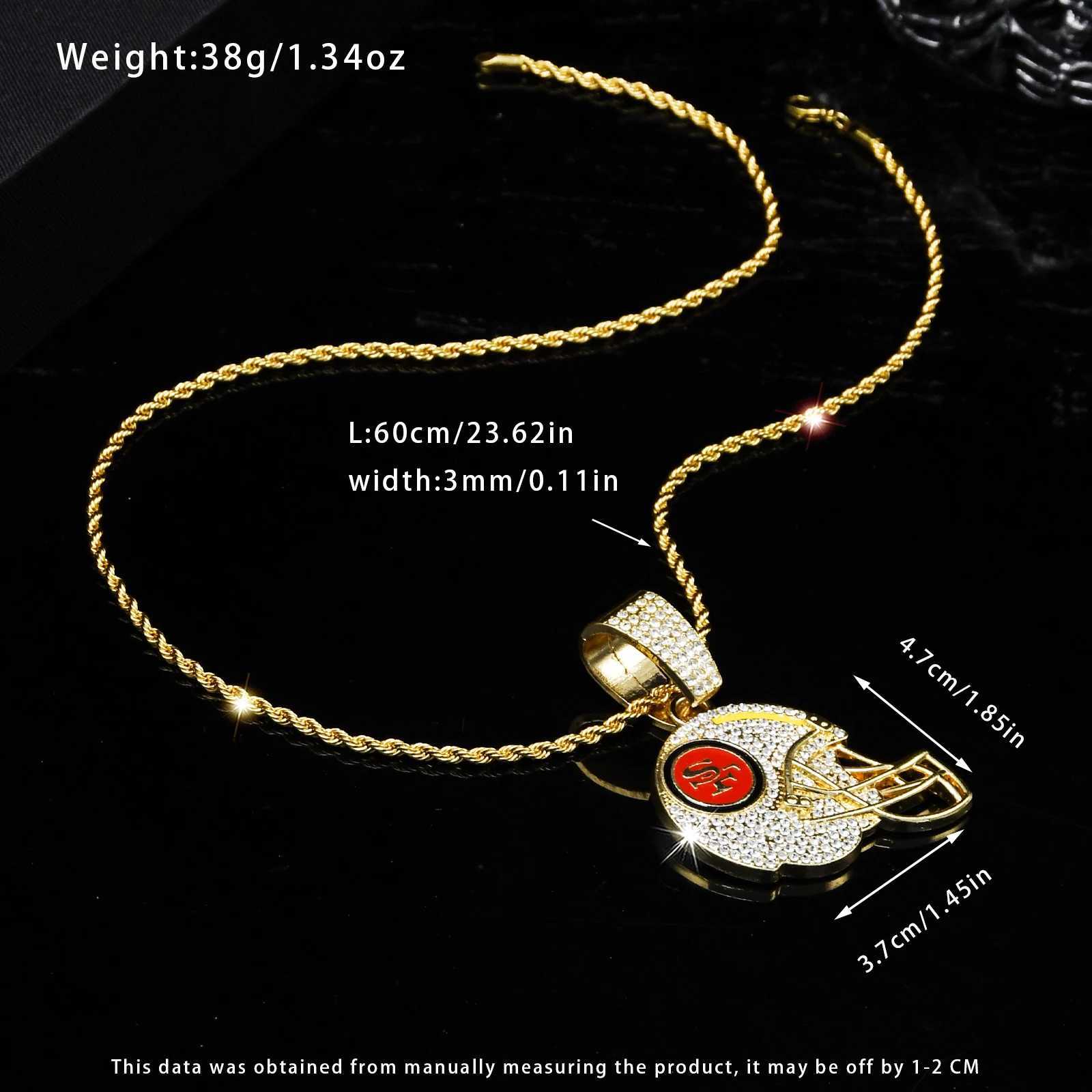 1pc Fl Rhinestone SF Sport Pendant Necklace Stainless Steel Chain New Jewelry Hot Popar in Men X250224