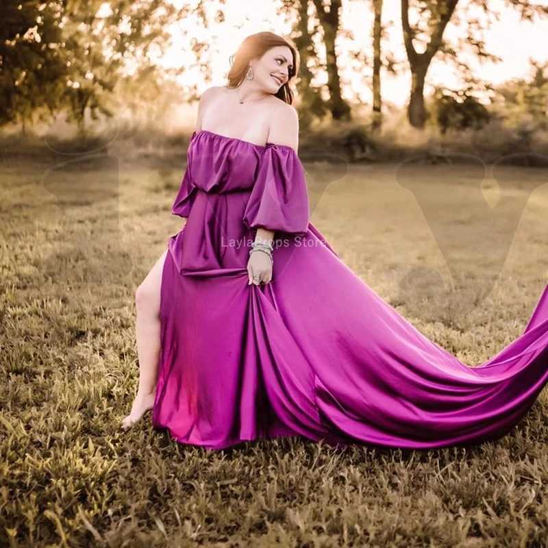 Maternity Dresses For Baby Shower Pregnancy Photography Maternity Soft Satin Off Shoulder Dress For Baby Shower Photo Shoot Prop X250224