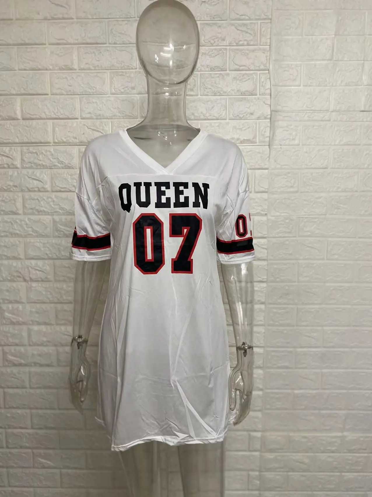 Women Summer Dress New Casual Loose Deep V-neck Side Slit Letter Print Woman Dresses Vestidos JQMY9491XJ250224