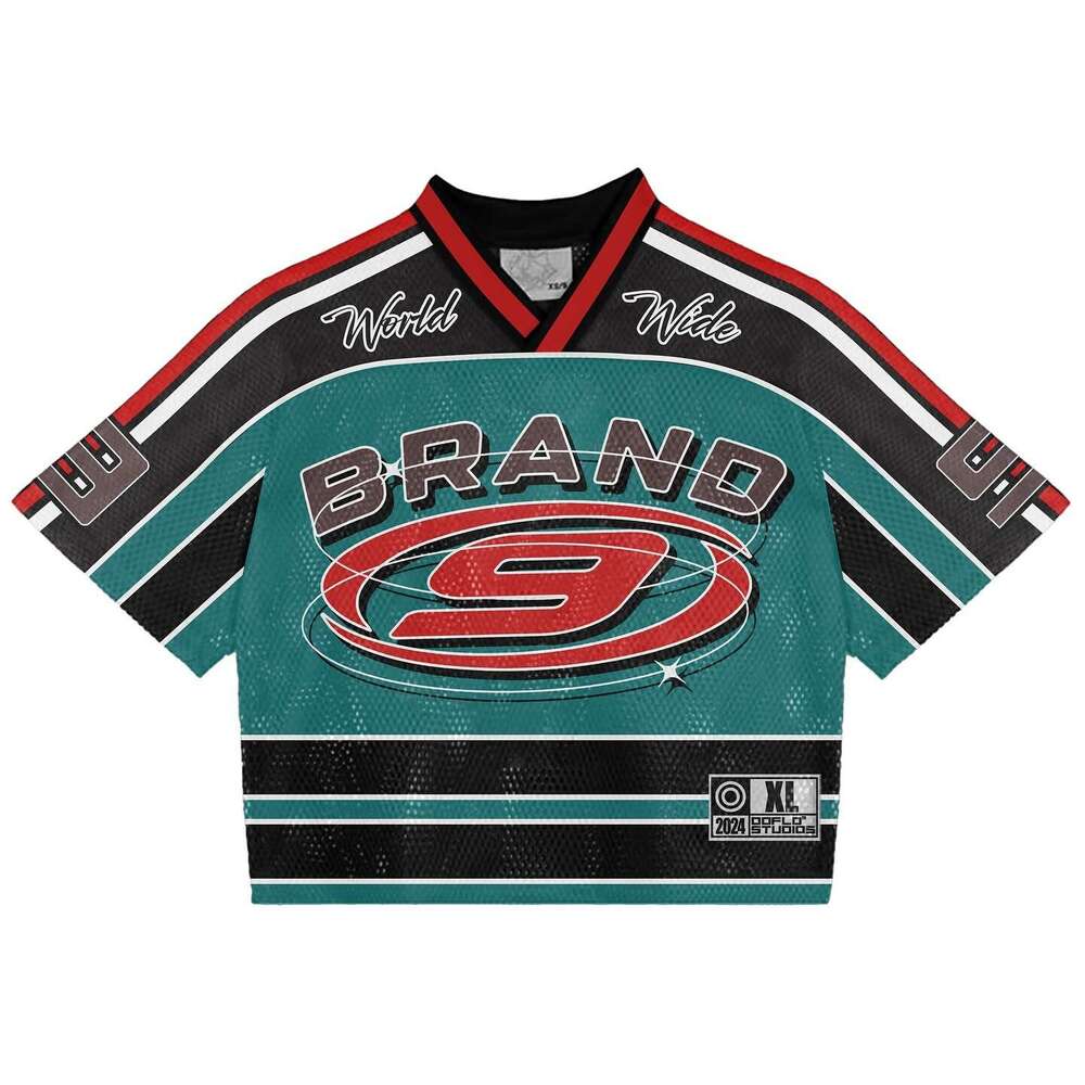 Y2K Summer Top Street American Ice Hockey Printed Short Sleeve T-shirt Men's and Women's Sports Loose Shirt