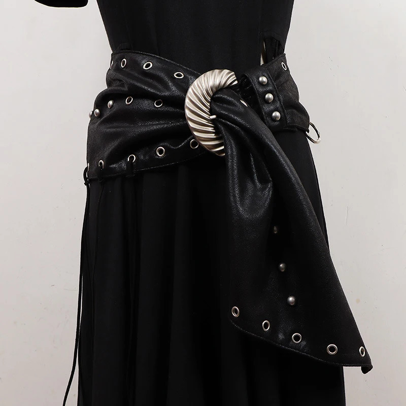 DEAT Fashion Retro Tassels Waistband For Women Trendy Metal Buckle Waist Seal Female 2024 Winter Arrival 11A02111 250221