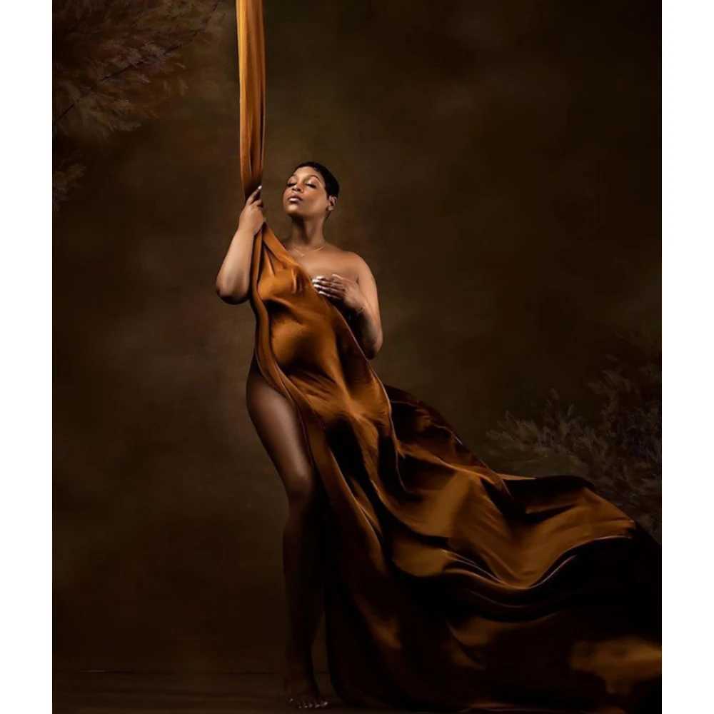 Pregnancy Silk Fabric Gown Maternity Photography Props Satin Cloth Solid Color Tossing Flowing DIY Woman Photo Shoot Accessories X250224