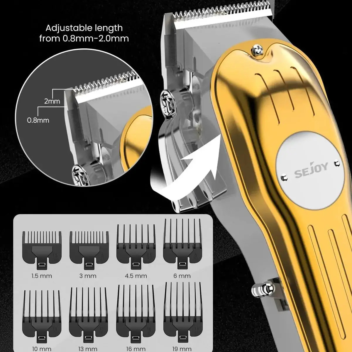 Sejoy Hair Clippers for Men Cordless Trimmers with LCD Display Guide Combs Cutting Machine Rechargeable Barber Kit 250217