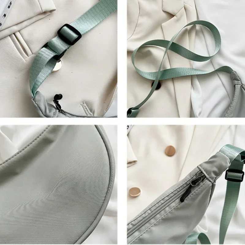 Solid color womens luggage large capacity travel ten font womens half moon bag with bag womens daily street Fanny bag 2024 Z250225