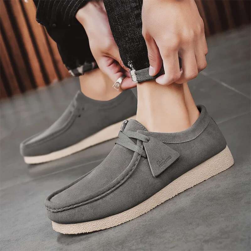 Fashion Khaki Casual For Suede Leather Loafers Platform Slip-On Men's Driving Lightweight Leisure Men Shoes