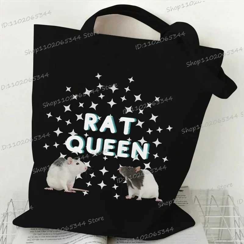 Rat Shoulder Bags Women Cartoon Animal Rat Collapsible Tote Bags Vintage Rat Fashion Shopping Bags 2023 Casual Womens Handbags Z250224