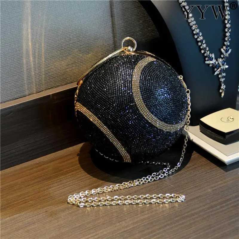 Fashion Womens Clutch Bag Round Ball Bag Water Diamond Tennis Ball Design Womens Girls Party Mini Wallet Womens Clutch Bolsas Mujer Z250225