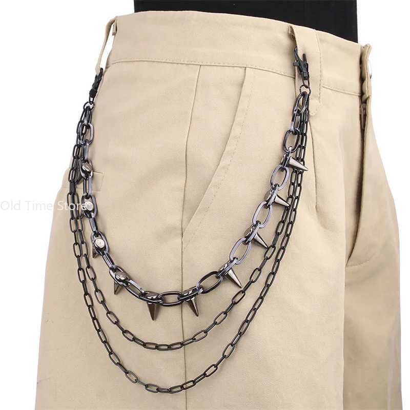 New Hip-hop Punk Metal Rivets Pants Chain Multi-layer Waist Chain Dr Up Pants Hundred With JewelryXJ250224