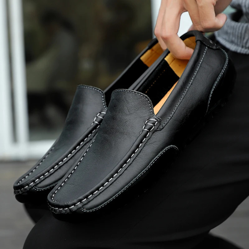 Genuine Leather Breathable Mocasines Casual Loafers Leather Shoes For Men Slip On Formal Italian Driving Flat Chaussure Homme 250224