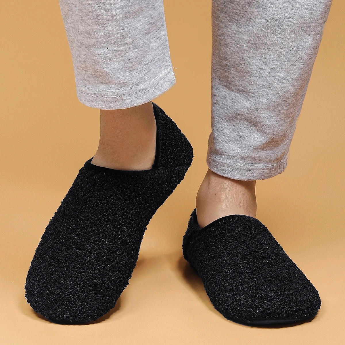 Indoor household shoes mens slippers soft-soled casual shoes non-slip lightweight fleece cotton shoes250225