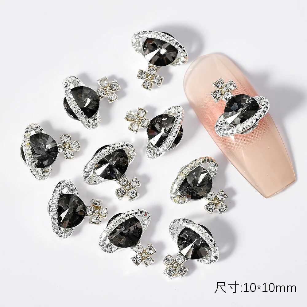 Nail Art Decorations 10Pcs Planet Nail Rhinestones 3D Nail Charm Alloy Jewelry Gems Bulk Glitter Diamond Nail Parts Manicure DIY Art Decoration JE790 