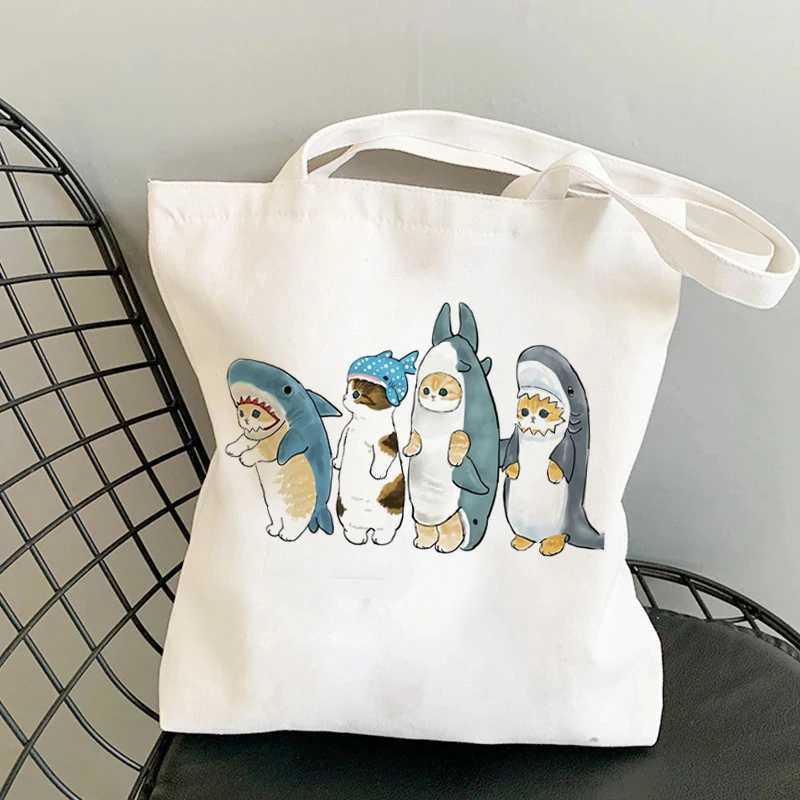 Woman Shopping Bags KAWaii Cartoon Manga Tote Bag Beach Bag Shopper Bags Handbags High Capacity Canvas Shoulder Bags Z250224