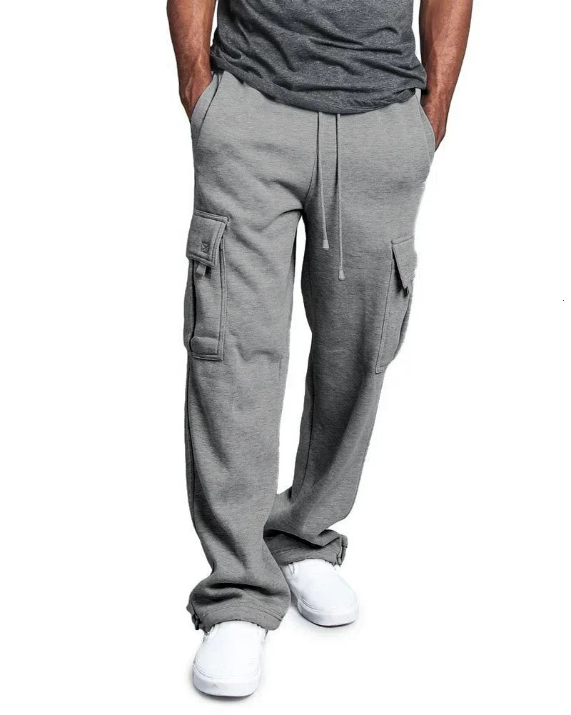 Men Cargo Jogger Pants Autumn Hip Hop Street wear Loose Trousers Multi Pocket Solid Color Overalls Gym Sports Wear Sweatpants 250225