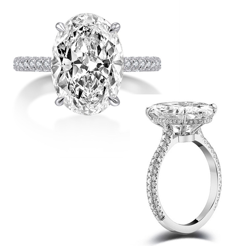 2025 Choucong Brand Top Sell Sparkling Wedding Rings Luxury Jewelry Oval Cut White Moissanite Diamond Real 100% 925 Sterling Silver Women Bride Ring G
