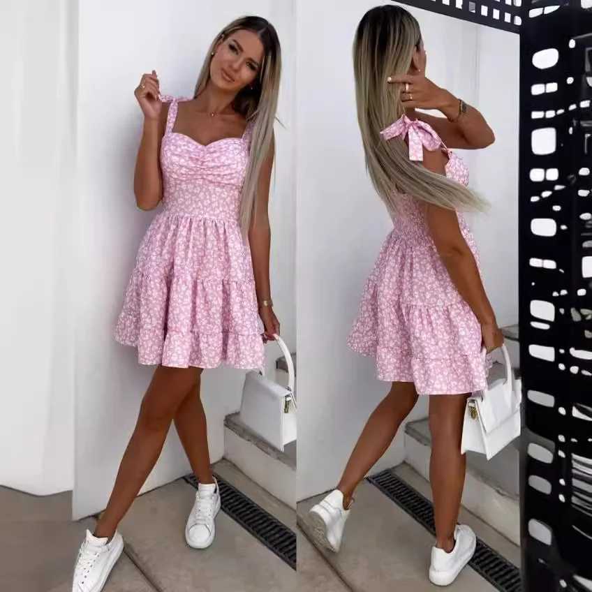 Women Summer Dress Sexy Strapless Bow Tie Vacation Boho Beach Short Sweet Dresses Vestidos Backless Ele Dresses One Piece LadiesXJ250224