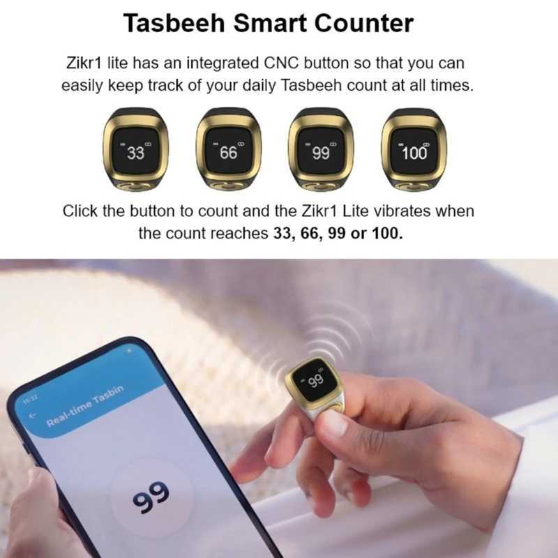 M02 Pro Prayer Smart Tally Counter Ring Muslims Digital Time-Reminder 0.49inch 72x40 OLED-Display Screen for Muslims W250225