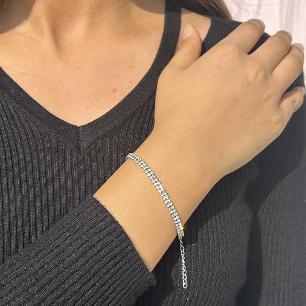 Minimalist Stainless Steel Crystal Tennis Bracelets For Woman Girls Simple Rhinestone Crystal Chain Bracelet Fashion JewelryXJ250225