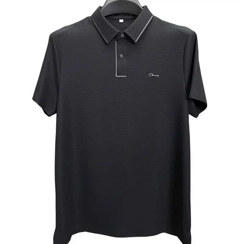 Summer England Style Luxury Clothing Mens Polo Shirts 100% Cotton Business Collar Print Polo Shirt Loose Short-Sleeved T-ShirtT250225