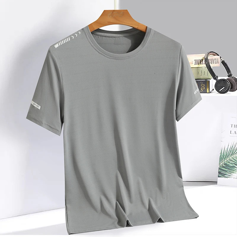 Summer ice silk short sleeved T-shirt for men and women quick drying and breathable sports top outdoor running duanT 250225