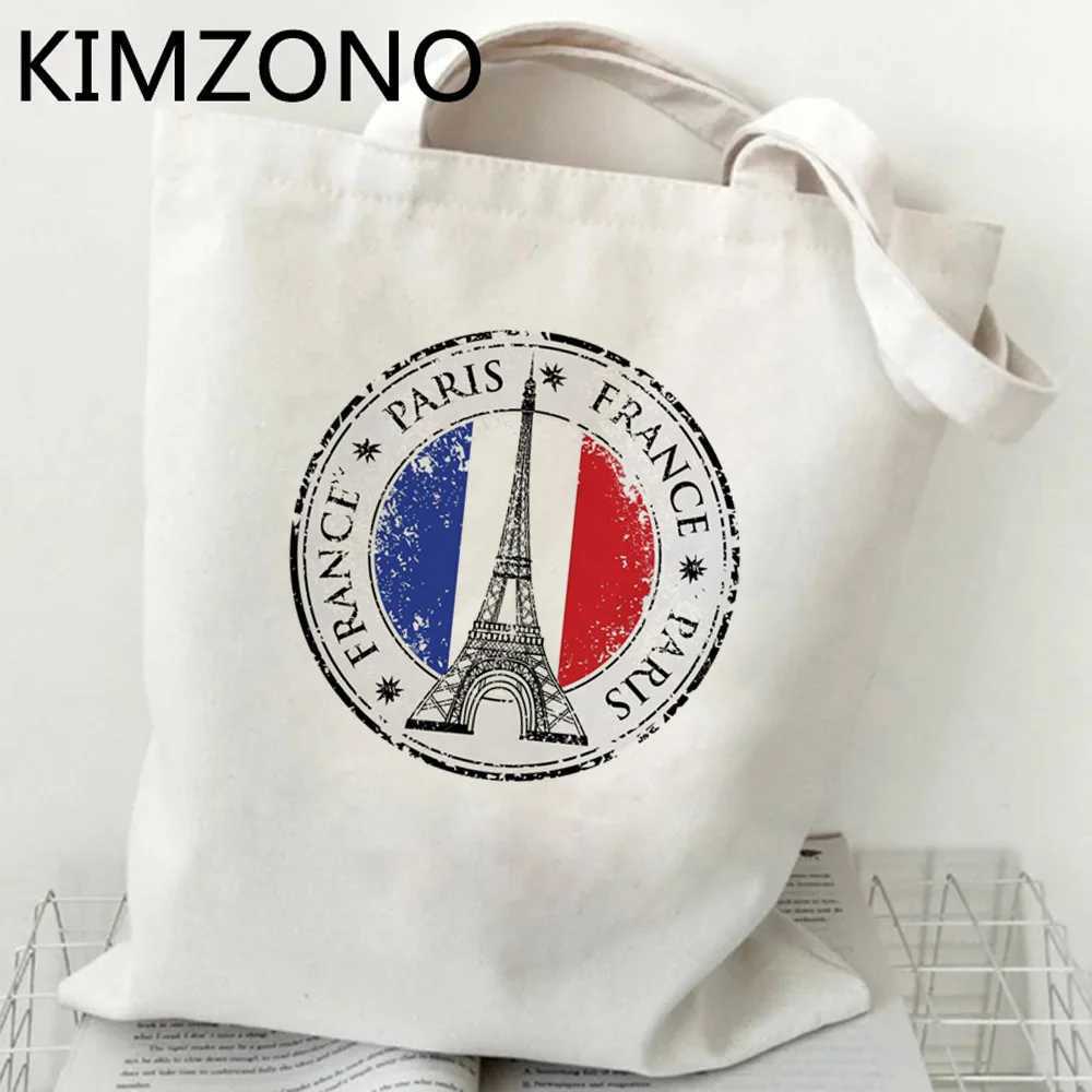 France shopping bag tote cotton shopping jute bag message bag as jute string grab Z250224