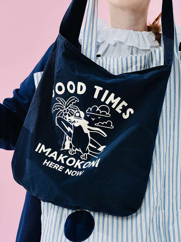 Imakokoni Autumn Blue Canvas Original Versatile Large Capacity Diagonal Cross Bag 244974