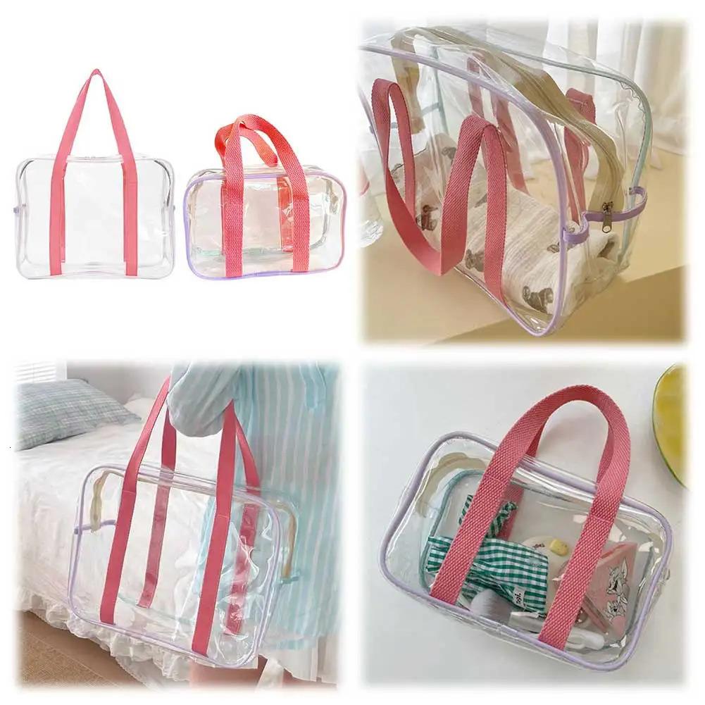 PVC Clear Toiletry Bag Travel Makeup Bag Large Capacity Cosmetic Bag Portable Cosmetic Pouch Waterproof Toiletry Carry Pouch 250221
