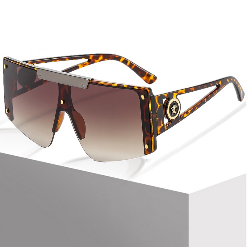 Oversized Steampunk Sunglasses Men One Piece Women Luxury Designer Steam Punk Eyewear Vintage Sun Glasses UV400 Retro Goggles Sport Rimless TJ15 CB CA