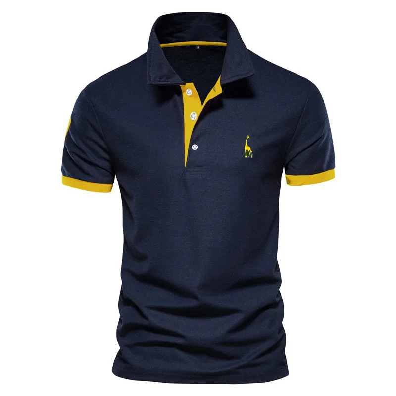 Mens Fashion Boutique Cotton Leisure Stand Collar Long Sleeve POLO Shirts Male Pure Color V-neck POLO Shirts 250224