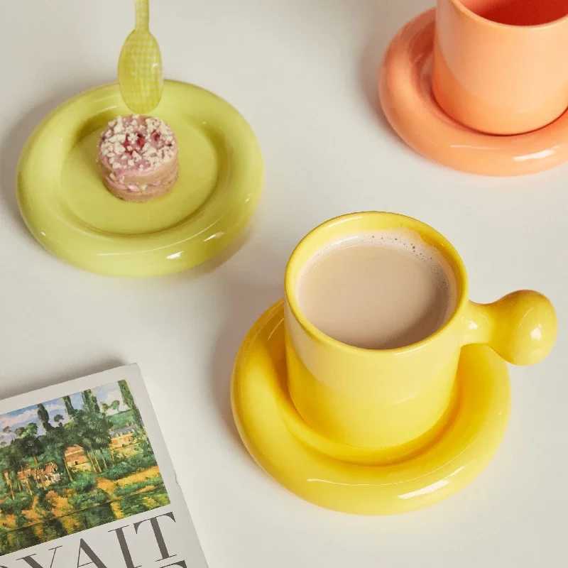 Ceramic Mug with Saucer Home Decoration Cute Creative Combination Breakfast Cup Coffee Cup Coffee Mugs with TrayC250224
