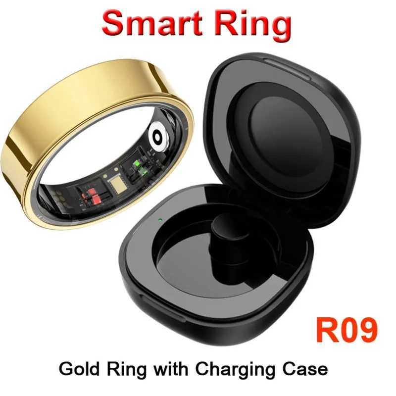 Smart Ring Men Women R09 Charging Case Skin Temperature Health Sleep Monitor 5ATM Waterproof Camera Control Finger Rings W250225