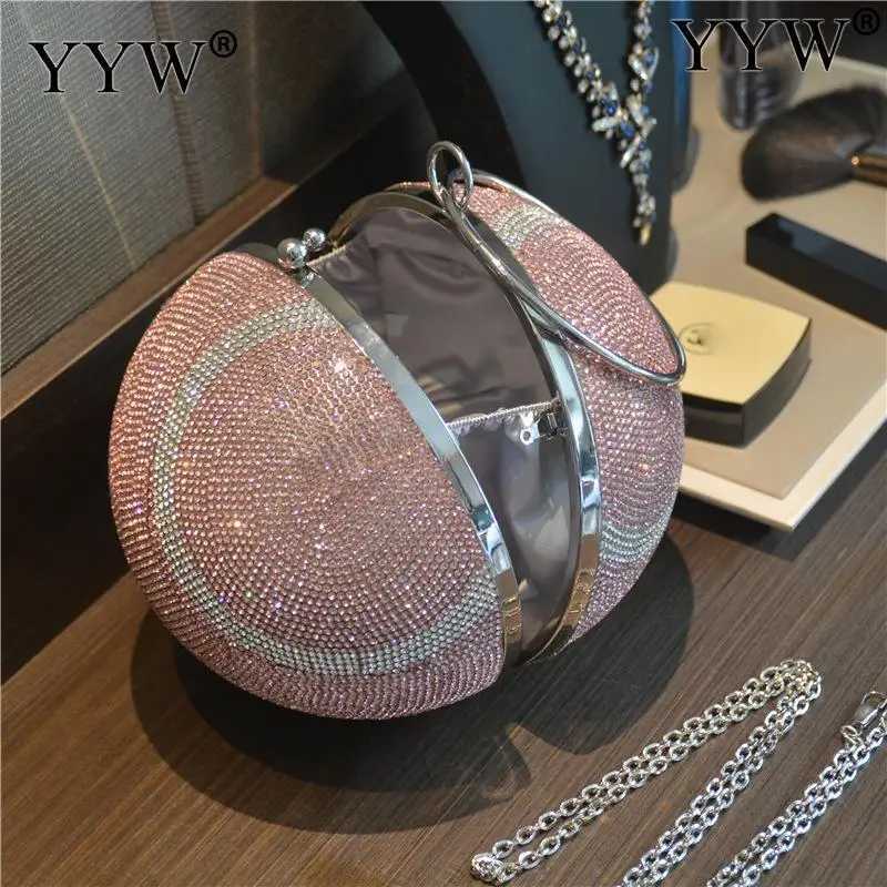 Fashion Womens Clutch Bag Round Ball Bag Water Diamond Tennis Ball Design Womens Girls Party Mini Wallet Womens Clutch Bolsas Mujer Z250225