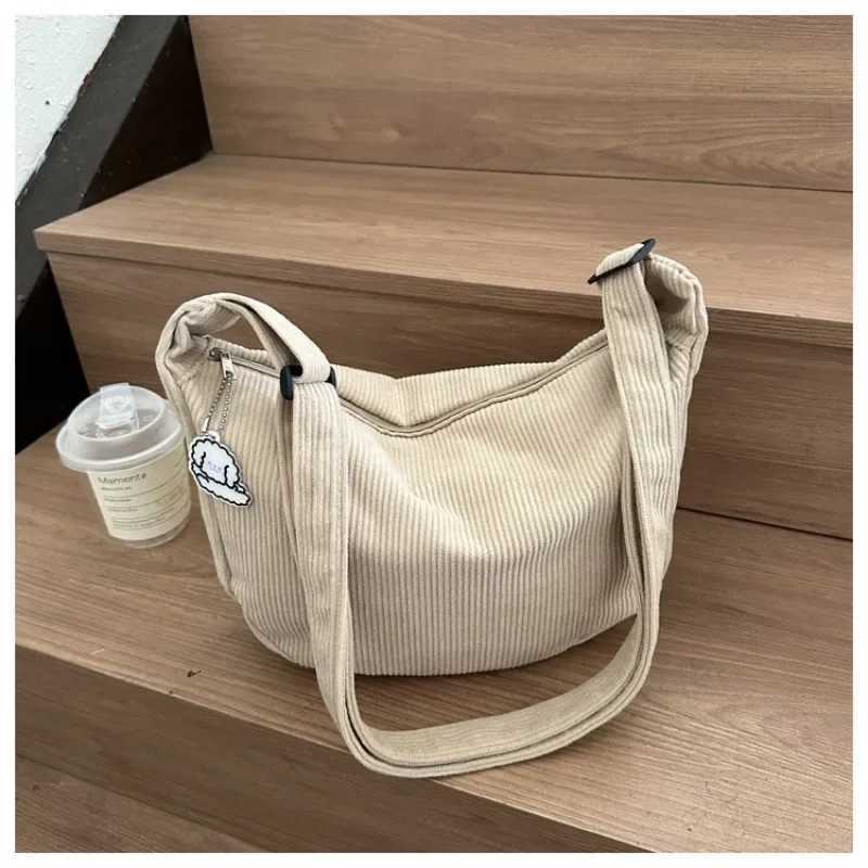 Fashion Women Canvas Shoulder Bags Korean Fashion Female Messenger Crossbody Bag for Girl Students Corduroy Solid Cloth Handbags Z250224