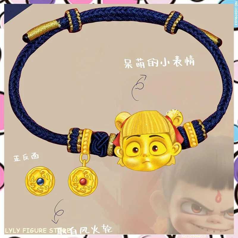 Cute Exprion Bead Nezha 2 Handmade Woven Rope Fashionable Metal Nezha Chain Accories Couple Bracelet Kids Gifts CustomXJ250225