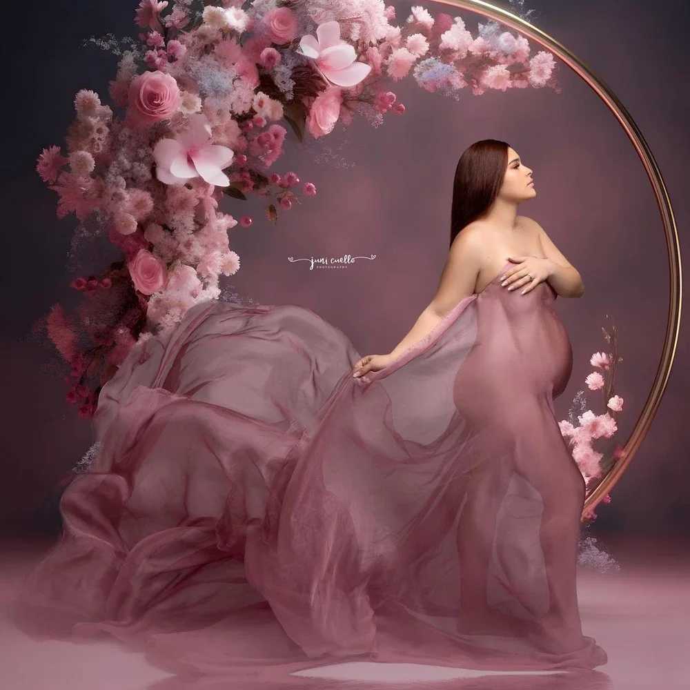 Soft Chiffon Fabric Maternity Photography Props Dress Studio Shooting Accessories Transparent Tulle Simple Modeling Fabric X250224
