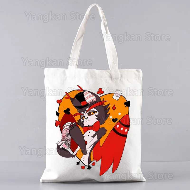 Hazbin Comedy Angel Dust Canvas Tote Bag Casual Shoulder School Bags Reusable Womens Shopping Bag Z250224
