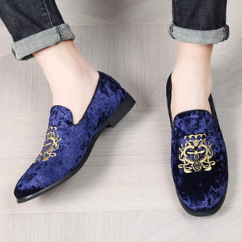 Suede Leather Shoes Men Big Size Wedding Dress Shoes er Embroidery Loafers High Quality Oxford Men Flat Party Shoes 250224