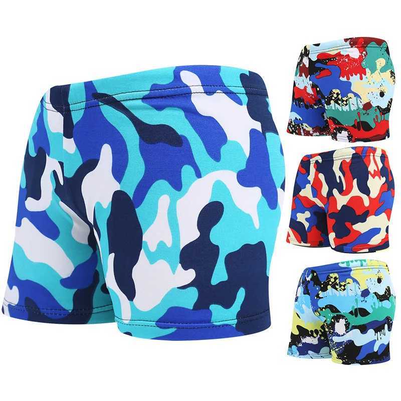 Childrens swimming relay flat camouflage print boys shorts big boys hot spring swimsuitXJ250224