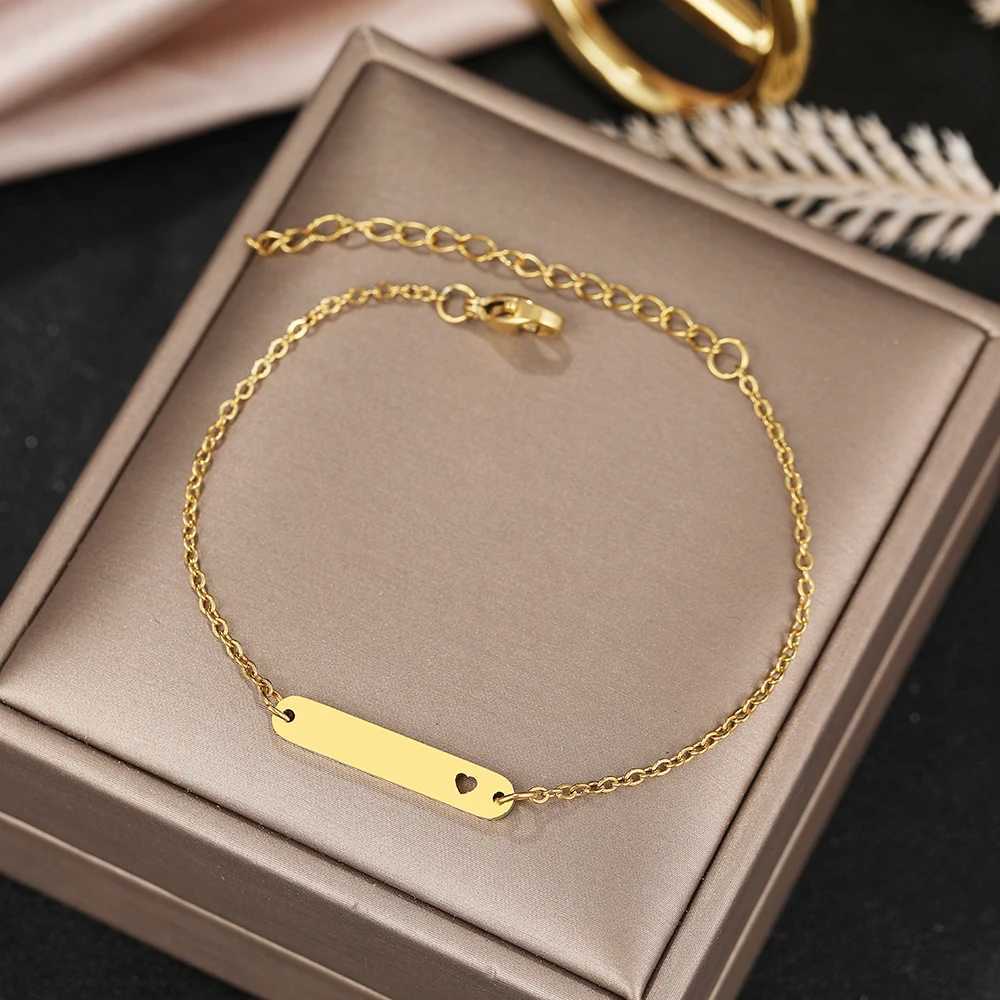 Stainless Steel Bracelets Minimalist Stick Heart Charms Korean Fashion Chain ly Bracelet For Women Jewelry Party Fine GiftsXJ250225